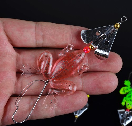 4pcs Rubber Frog Soft Fishing Lures Bass CrankBait Sinking Fashion 3.54/" 6.2g