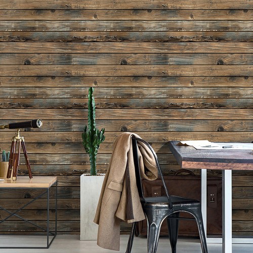 Wood Plank Self Adhesive Wallpaper Furniture Wall Stickers Bedroom Living Room
