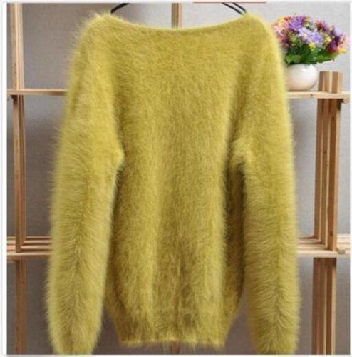 Lady/'s Winter Angora Cashmere Blend Loose Warm Sweater Fluffy Fuzzy Plush Jumper