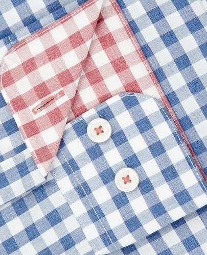 T.M.Lewin Peached Melange Slim Fit Blue Gingham Shirt