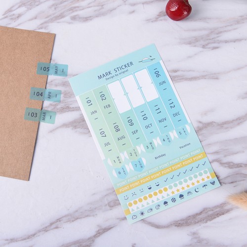 Etiqueta engomada del diario de 8Pcs plan de Papel Pegatina Decorativa Hágalo usted mismo mes Pegatina Papelería SG