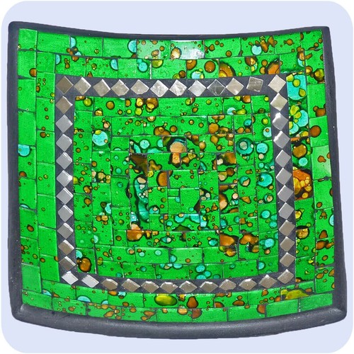 Mosaikschale Tonschale Glasschale Schale Mosaik Kunst Deko Quadrat Spiegel groß