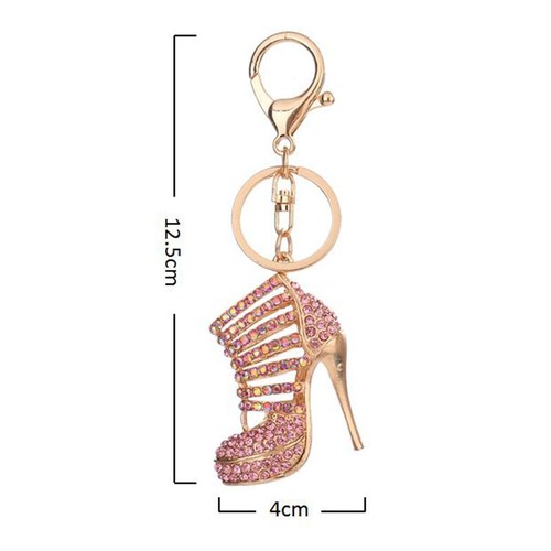 1Pcs Rhinestone High Heels Shoes Key Chains Rings Shoe Pendant Car Bag Keyr I6Z7