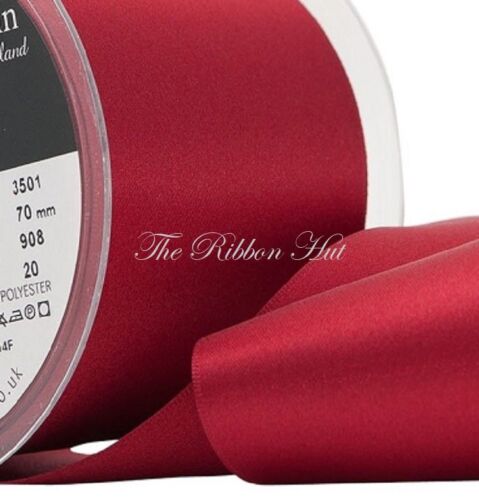 Free P & P 8 Widths Double Satin Ribbon Berisfords 6 Shades Reds 4 Lengths 