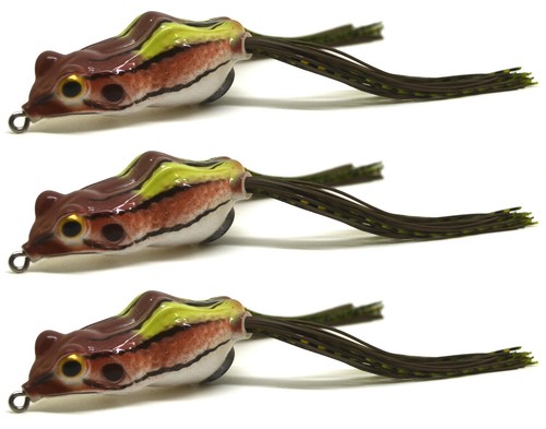 3PCS Soft Frog Fishing Lure Bait Long Skirt Floating Weedless Single Hook H NEW