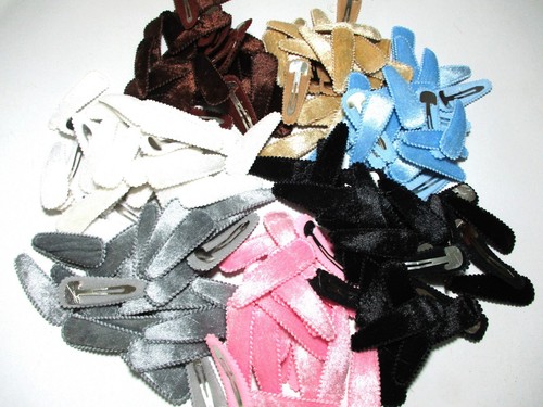 52#METAL HAIR CLIPS HAIR SNAP COVER SOFT VELVET 7 COLORS GIRLS TEEN