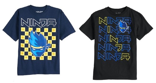 Med 10-12 NWT Boys Ninja Short Sleeve Tee Top T-Shirt Black or Navy Small 8