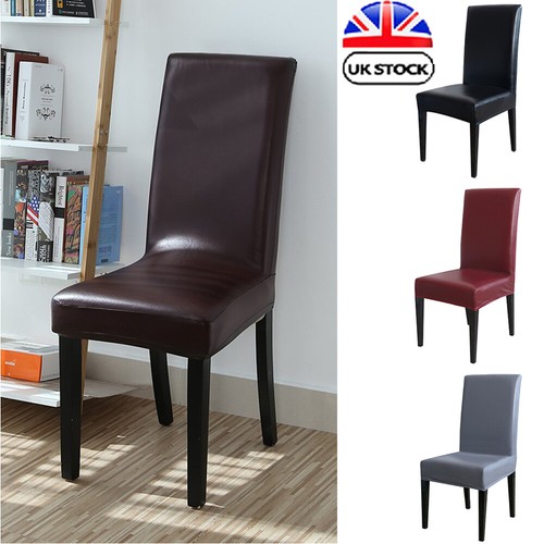 4Pcs Spandex Stretch Waterproof PU Chair Cover Banquet Slipcover Seat Protector