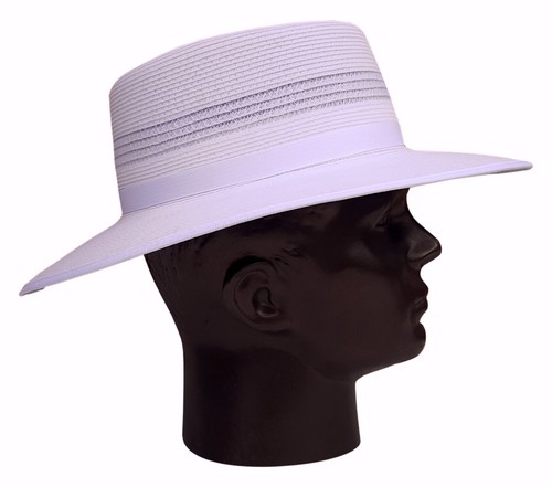 L REO Headwear Hat Mens Sports White Summer Cricket Hat Camelia Turn Up Brim S