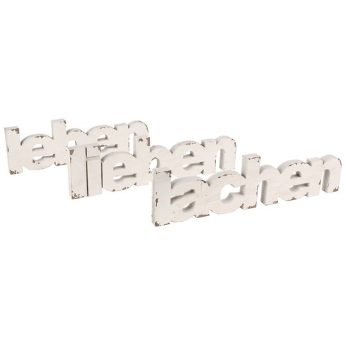 3-tlg.Set Schriftzug LIEBEN LEBEN LACHEN aus Holz L 35-39 cm Buchstaben