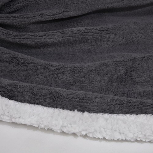 Brentfords Sherpa Flanelle Polaire Jeté en Fausse Fourrure Couverture Gris Blanc 150 x 180 cm