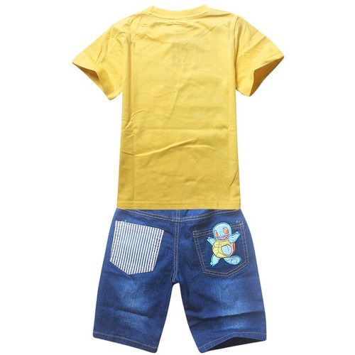 Kids Boy POKEMON Go Pikachu Charmander Eevee T-shirt Top Jeans Pants Suit Outfit