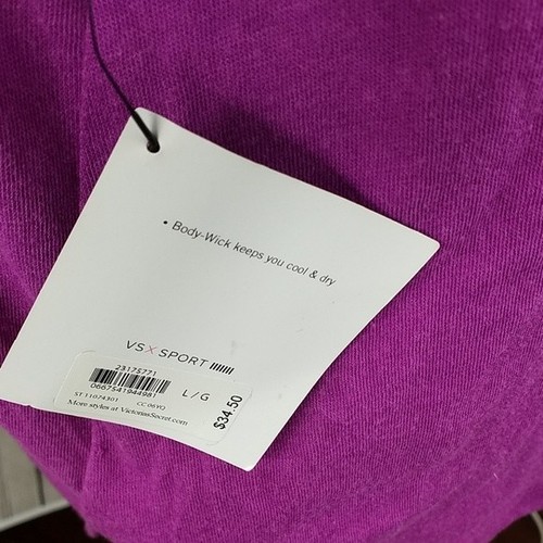 NWT Victorias Secret VSX Sport Muscle Tank Top Colorblock Purple White Womens L