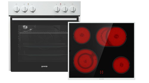 Gorenje Einbauherdset blanc 60 cm Plaque de cuisson vitrocéramique einbauherd bräterzone NEUF