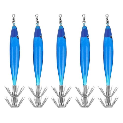 5 Pcs Lumineux Calmar Jig Calamar Crochet Egi Crevettes Appâts Pêche De Nuit Leu
