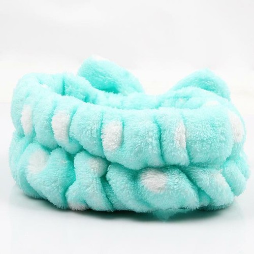 Women Girl Big Bowknot Dots Towel Hair Band Wrap Headband for Bath Spa Make Up H