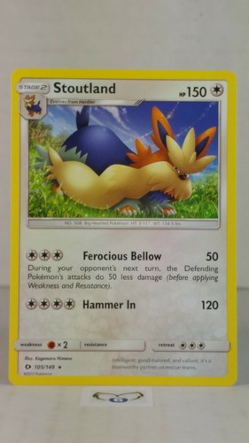 Base Rare Mint//NM Pokemon Stoutland 105//149 Sun /& Moon