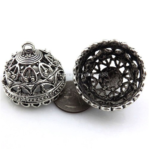1pc Vintage Silver Alloy 30mm Filigree Tassel Ends Cap Dia.32mm Crafts Jewelry