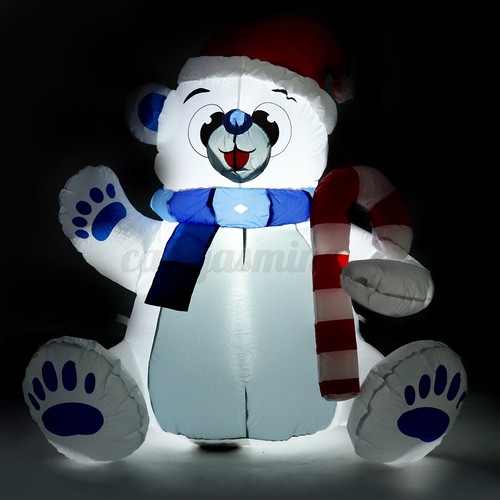 1.2M Christmas Hat Inflatable Smile Polar Bear Light Up Outdoor Christmas Decor