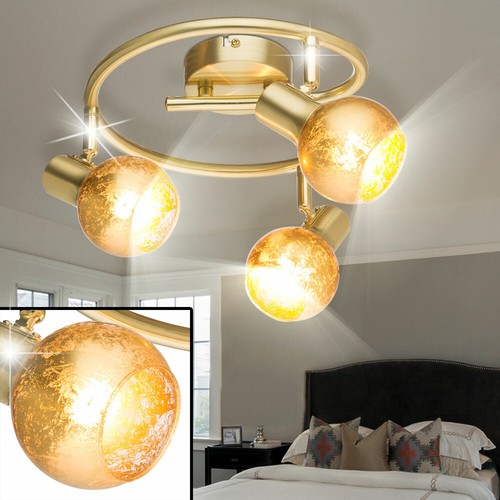 Design Decken Hänge Lampe Pendel Steh Stand Tisch Wand Leuchte GOLD Messing Glas