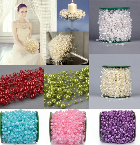 Lot 5M//60M Fishing Line Multicolor Pearl Beads Chain Garland Wedding Decoration