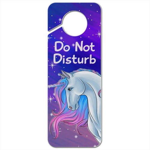 Majestic Unicorn Pink Purple Blue Plastic Door Knob Hanger Sign