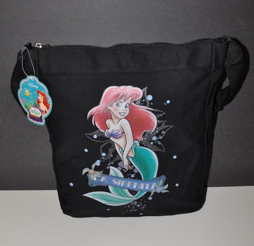 ARIEL TOTE BAG BLACK SHOULDER BOOK BAG MESSENGER CROSSBODY DISNEY LITTLE MERMAID
