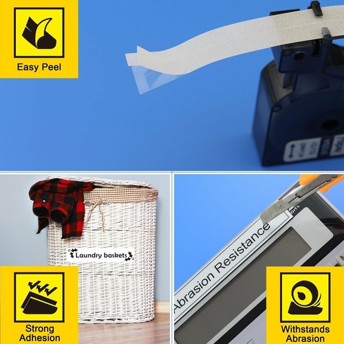 5 PK Black on White Label Tape For Dymo D1 45013 LabelManager 160 200 12mm 1//2/'/'
