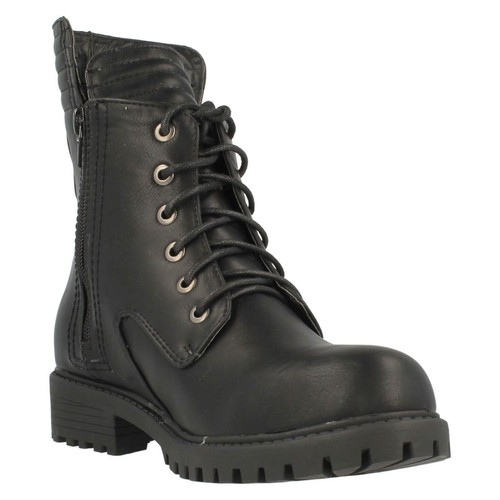 Ladies Spoton Military Style Black Ankle Boot F50325