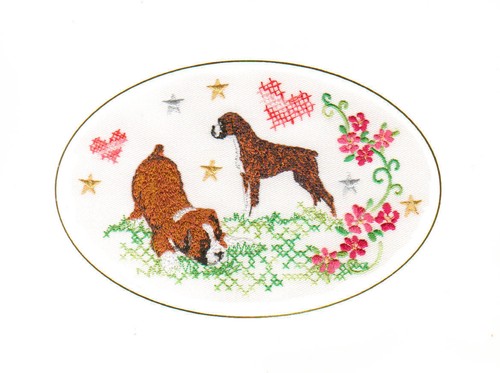Boxer Dog Birthday Card or Notecard Embroidered by Dogmania