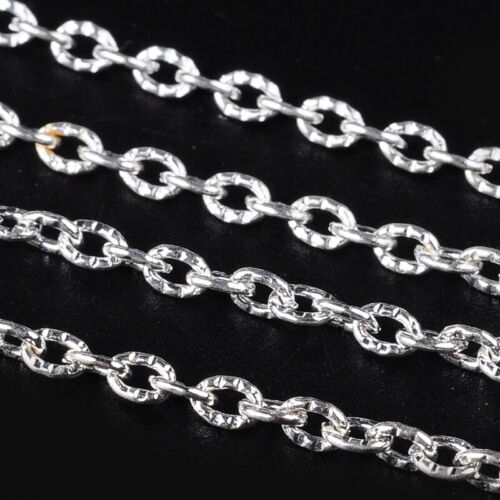 10M Iron Textured Cable Chains Silver Unwelded with Spool Jewelry Accessory
