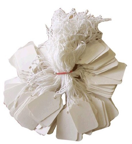 1000 x White Strung 21 x 13 mm Price Tags Jewellery String Swing Labels Tag