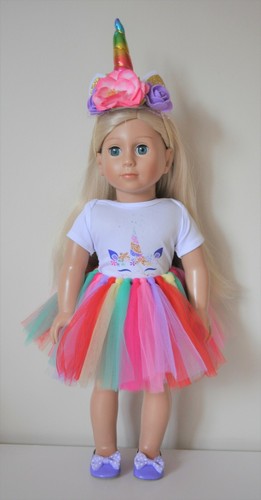 18/" Dolls Clothes Fits American Girl Dolls Our Generation Unicorn Outfit 4 piece