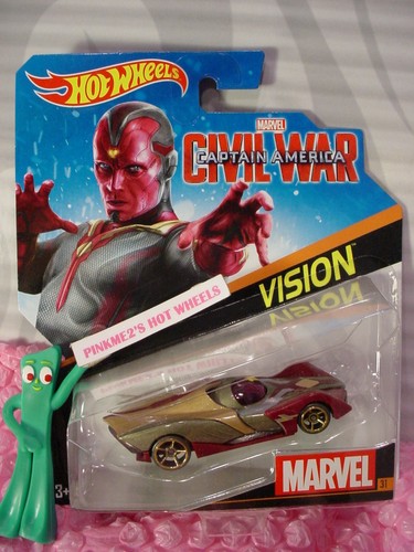 2016 MARVEL Civil War Captain America #31 VISION☆Red;gold☆Hot Wheels Character