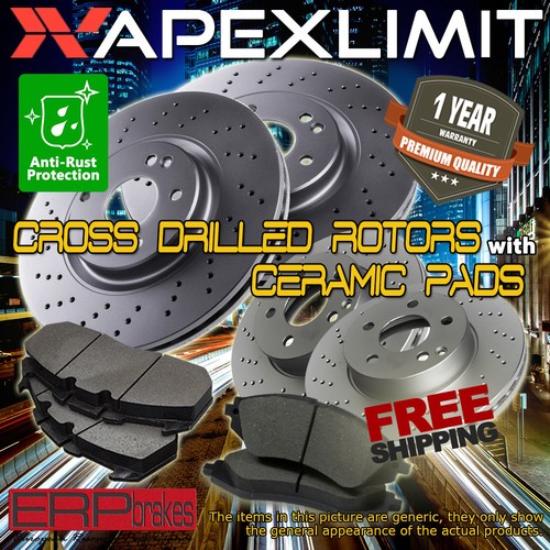 F+R Cross Drilled Rotors /& Pads for 2011 Mercedes Benz SLK300 With Sport Package