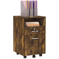 Vinsetto Mobile File Cabinet Lockable Documents Storage w/ 5 Wheels Rustic Brown