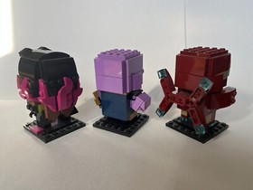 LEGO BrickHeadz Marvel 41604 Iron MK50 41605 Thanos 41607 Gamora Lot of 3 Open