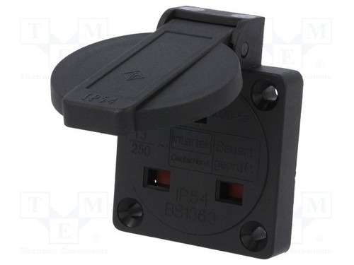 Connecteur 2P+PE; noir; 250VAC; 16 A AC Socket; PIN mise en page