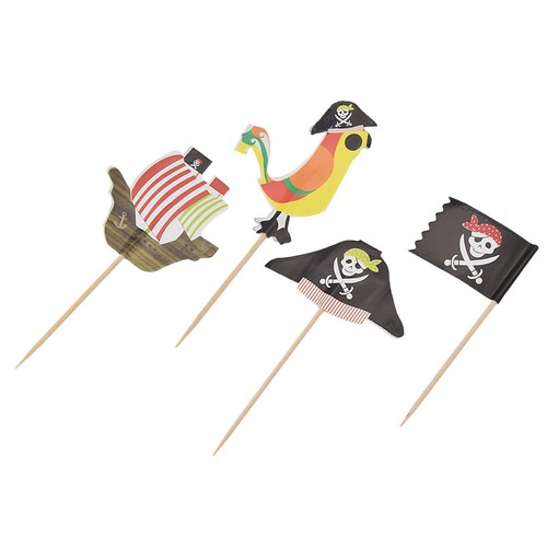 40Pcs Funny Pirate Theme Cupcake Cake Topper Cake Flags Banner for Kids Birthday