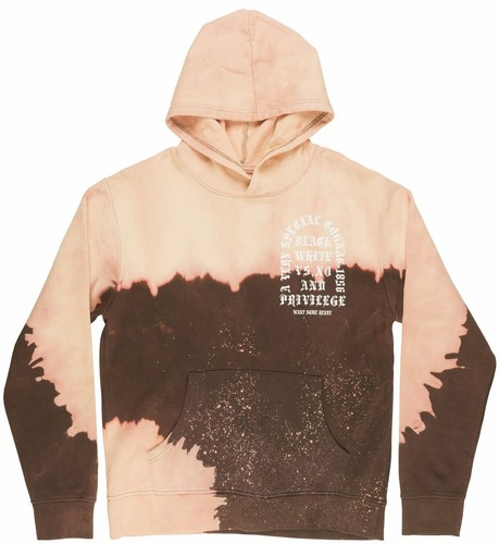 Black Keys Tie-Dye Fleece Hoodie Sweatshirt Pullover Mens Brown