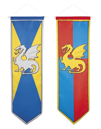 Médiéval standard chevaliers dragon camelot parti décoration long grand drapeau bannière