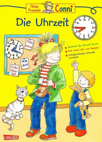 Lernbuch Connie Uhrzeit lernen Rot Mädchen Kinderwecker ohne Ticken 1937-1 BU
