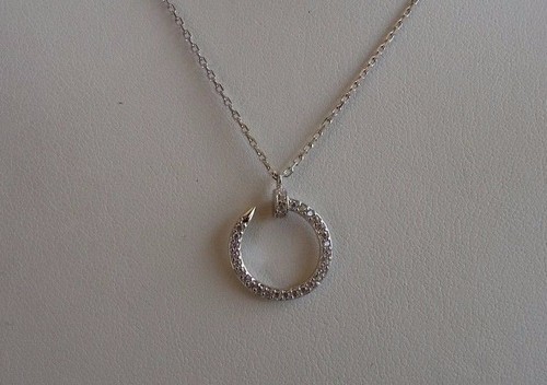 18/'/' ROUND NAIL NECKLACE PENDANT W// .75 CT LAB DIAMONDS// 925 STERLING SILVER