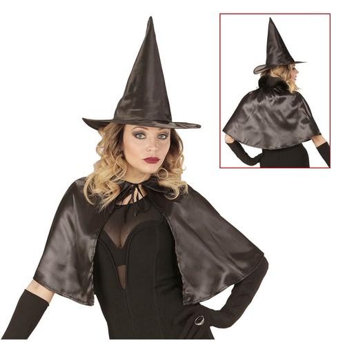 HEXEN UMHANG MIT HUT # Halloween Karneval Fasching Damen Vamp Kostüm Party 96891