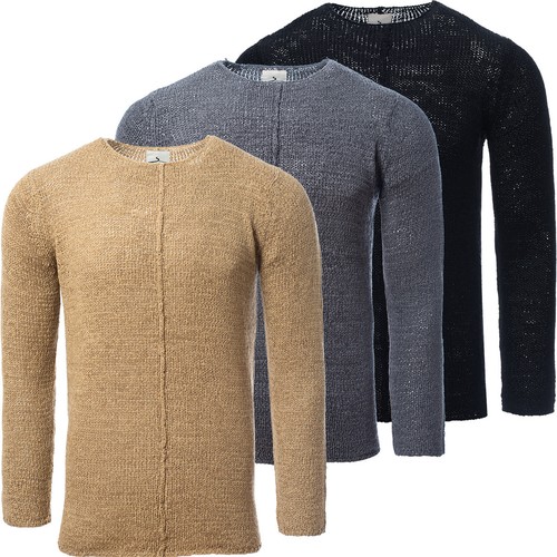 Mens Longline Sweatshirt Sweater Crew Neck Pullover Jumper Lightweight Fleece