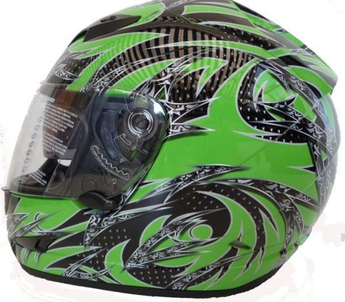 Motorradhelm Motorrad Helm Grün Schwarz Gr XL