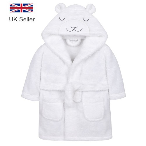 Baby Dressing Gown Lamb Soft Fleece Bath Robe Boys Girls Toddler 6-24 Months