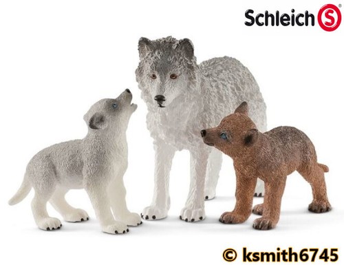 Schleich Wolf /& Cub Set Jouet en plastique Wild Zoo Animal figure dog Predator nouveau