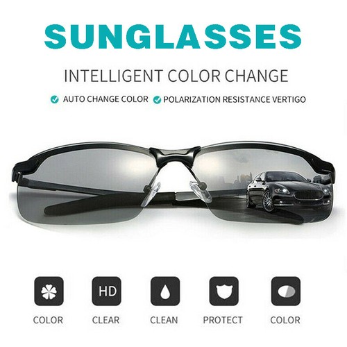 Men Photochromic Lens Polarized Sunglasses Outdoor Driving Fishing Glasses UV400