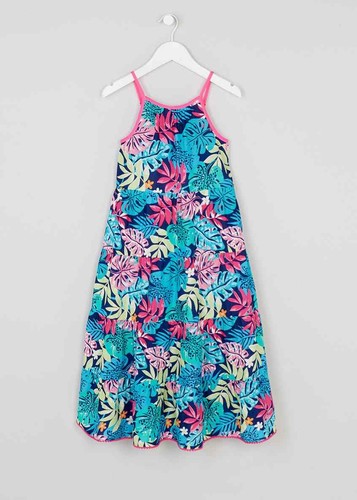 Girls BNWT Tropical Print Tiered Maxi Dress age 4 5 6 Holiday Matalan AN